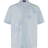 Masoy Yamang Dagat Shirt in Ramie Linen, pale blue