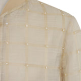 Catalino Barong Jacket in Piña Check Pearls, natural