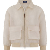 Emerie Studios - Crispiñano Barong Jacket (Regular Length) in Piña Pearls, natural | modern contemporary barong