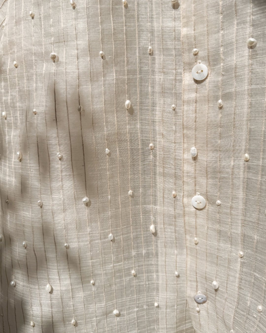 Emerie Studios - Masoy Shirt Barong in Piña Pearls, natural | modern contemporary barong