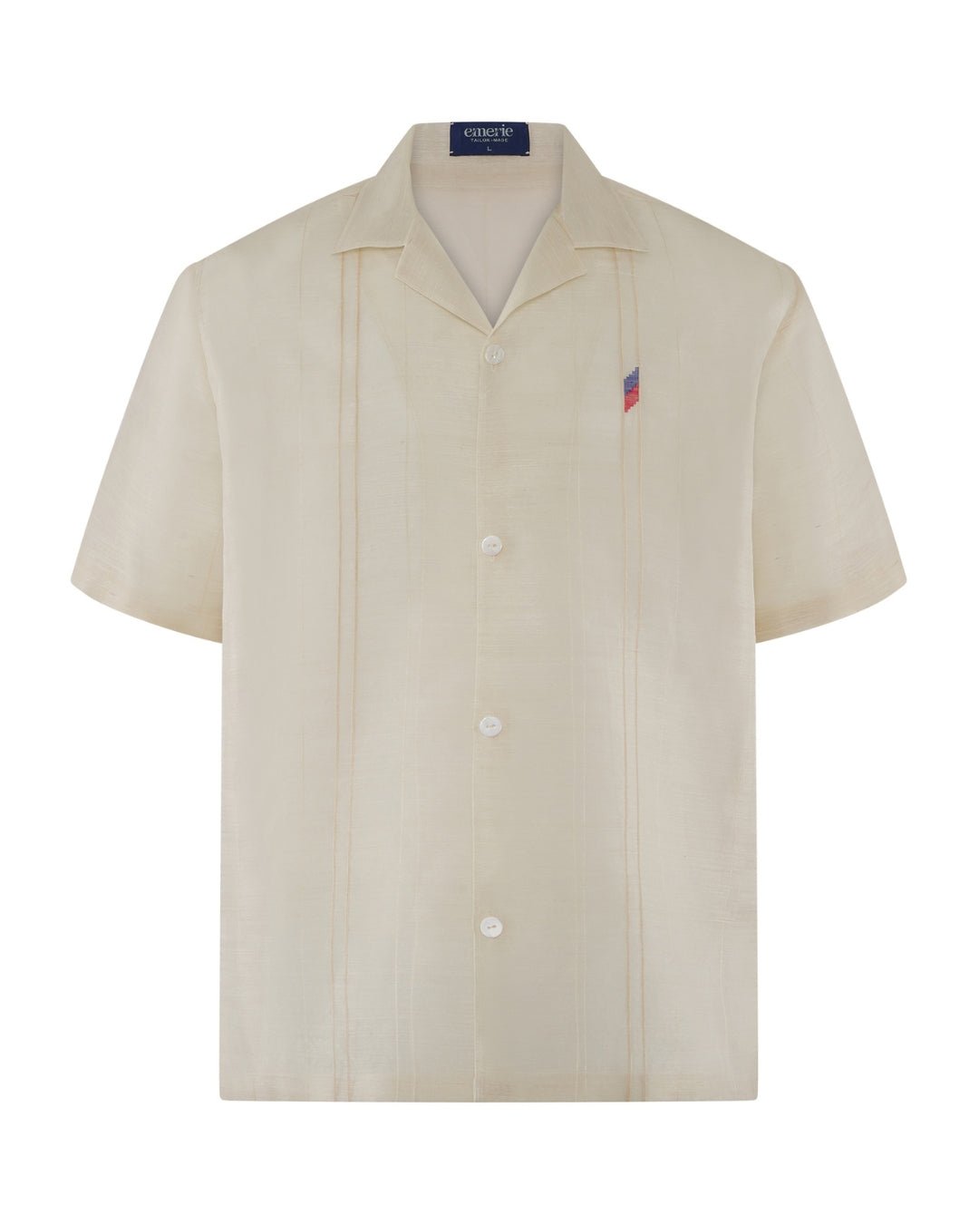 Emerie Studios - Masoy Shirt Barong in Piña Seda Flag Sinuksok, natural | modern contemporary barong