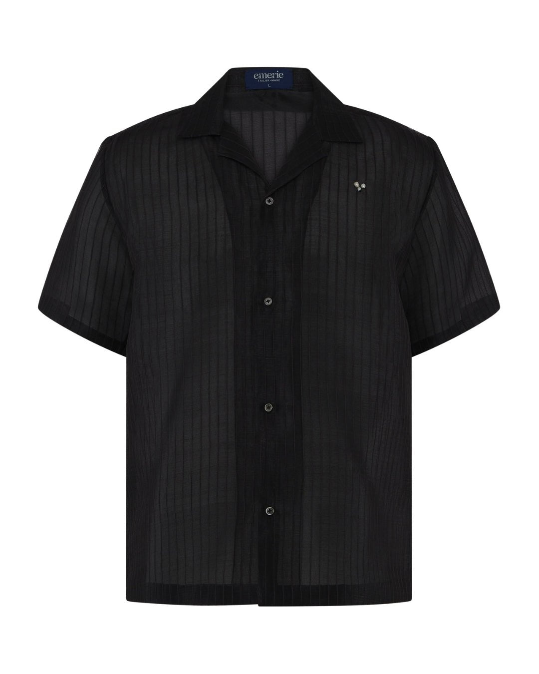 Emerie Studios - Masoy Shirt Barong in Piña Seda Stripes, black | modern contemporary barong