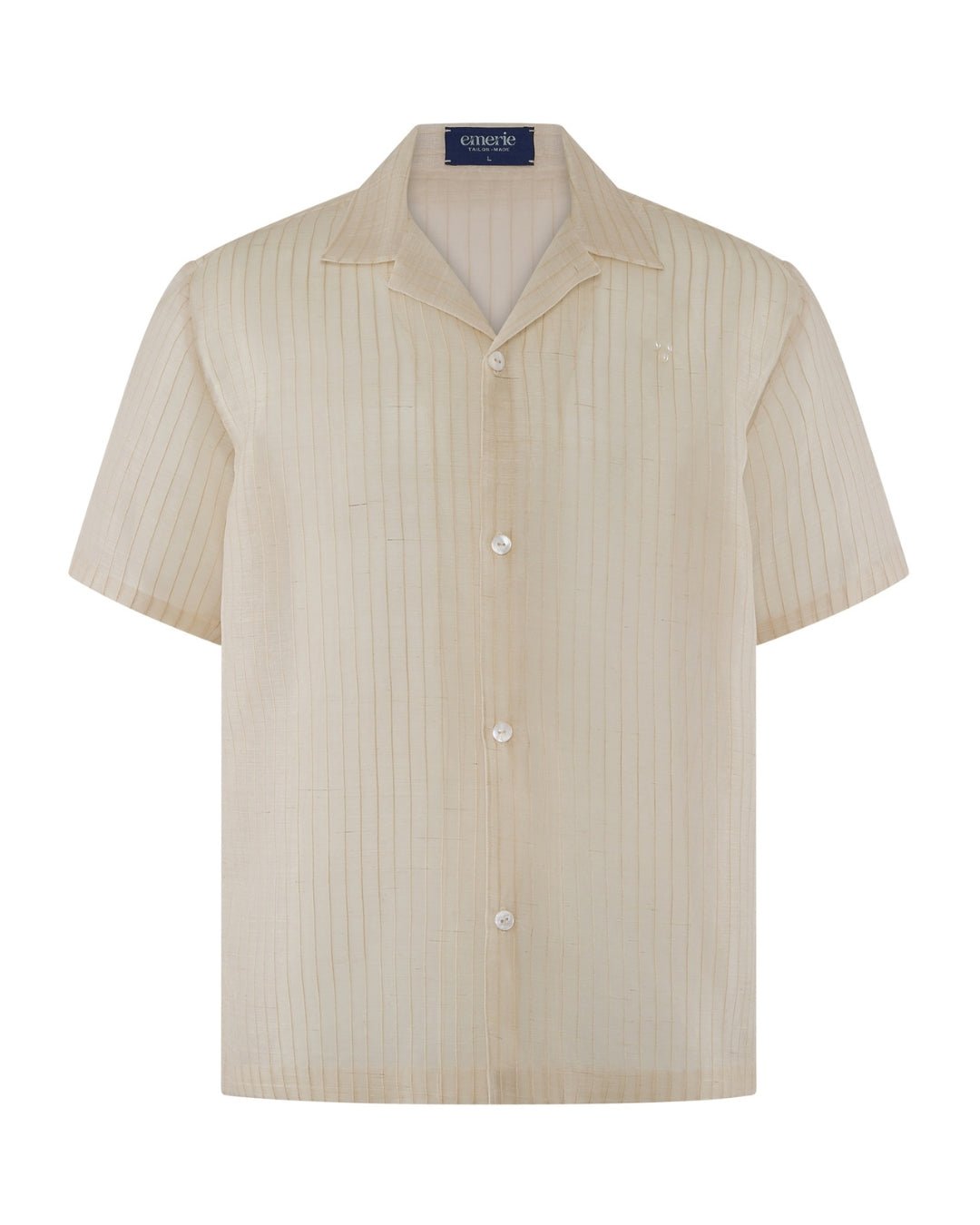 Emerie Studios - Masoy Shirt Barong in Piña Seda Stripes, natural | modern contemporary barong